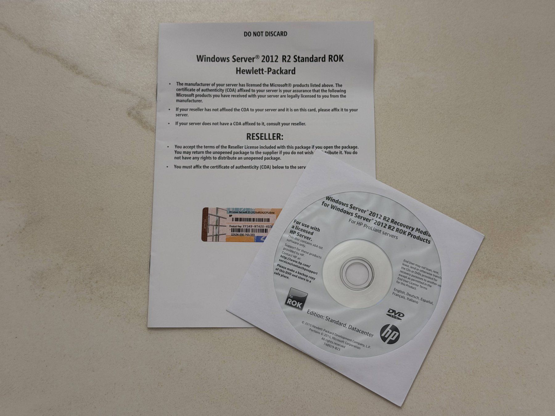 Microsoft Software: Windows Server 2012 R2 Standard Hewlett Packard ROK – Usato da Glarus venduto da walkerit