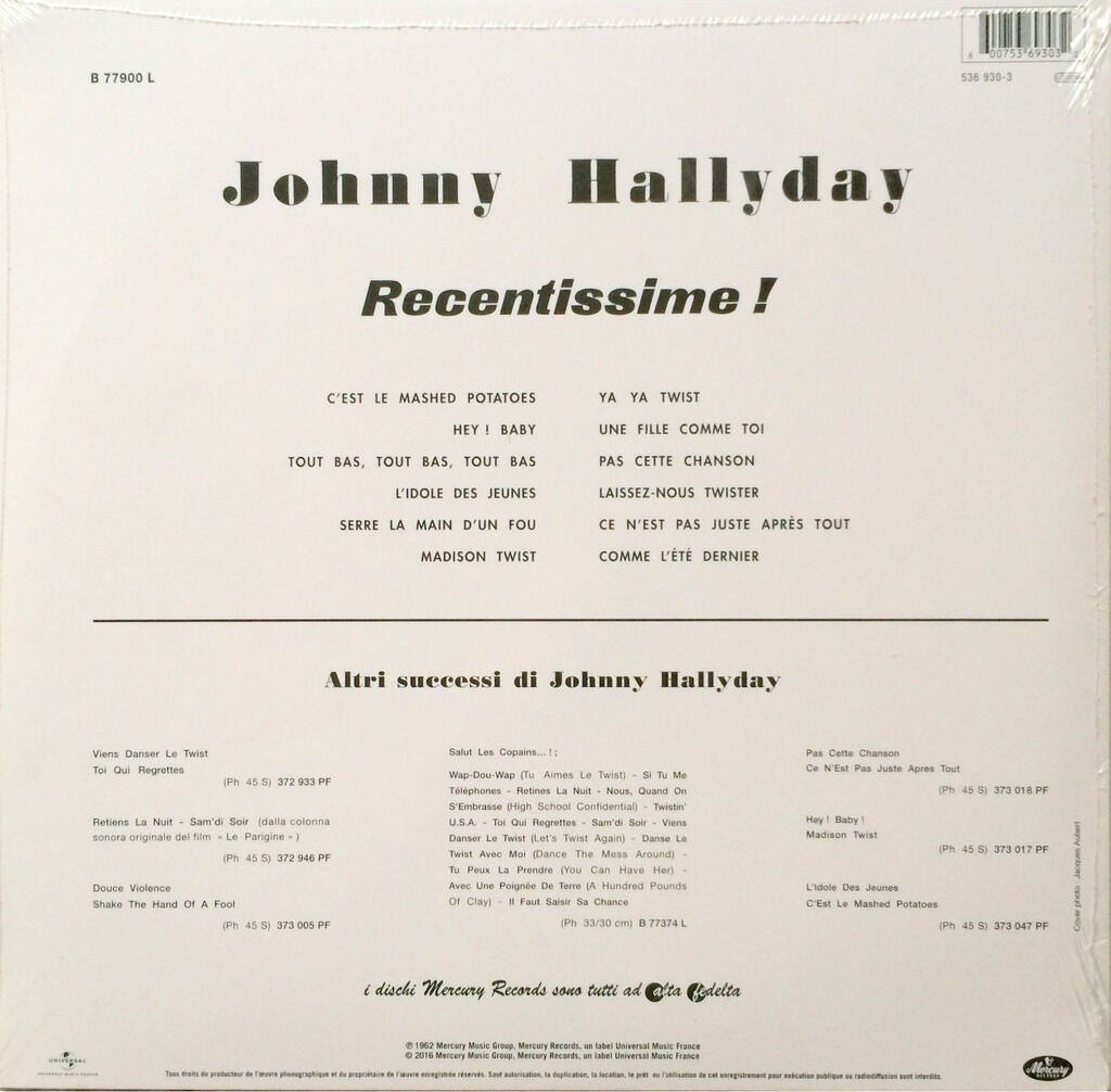 Schallplatten: JOHNNY HALLYDAY - RECENTISSIME ! – Neu und originalverpackt aus Bottens von hotter-than-hell 1
