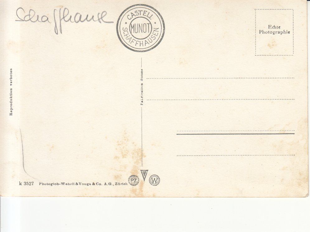 Cartoline postali: Schaffhausen Munot, ca. 1940 – Usato da Bürglen TG venduto da StampGraf 1