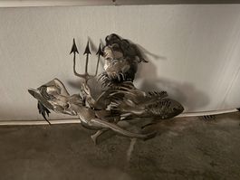 Metall-Wandbild Poseidon / Neptun 85 × 60 cm – maritime Wand