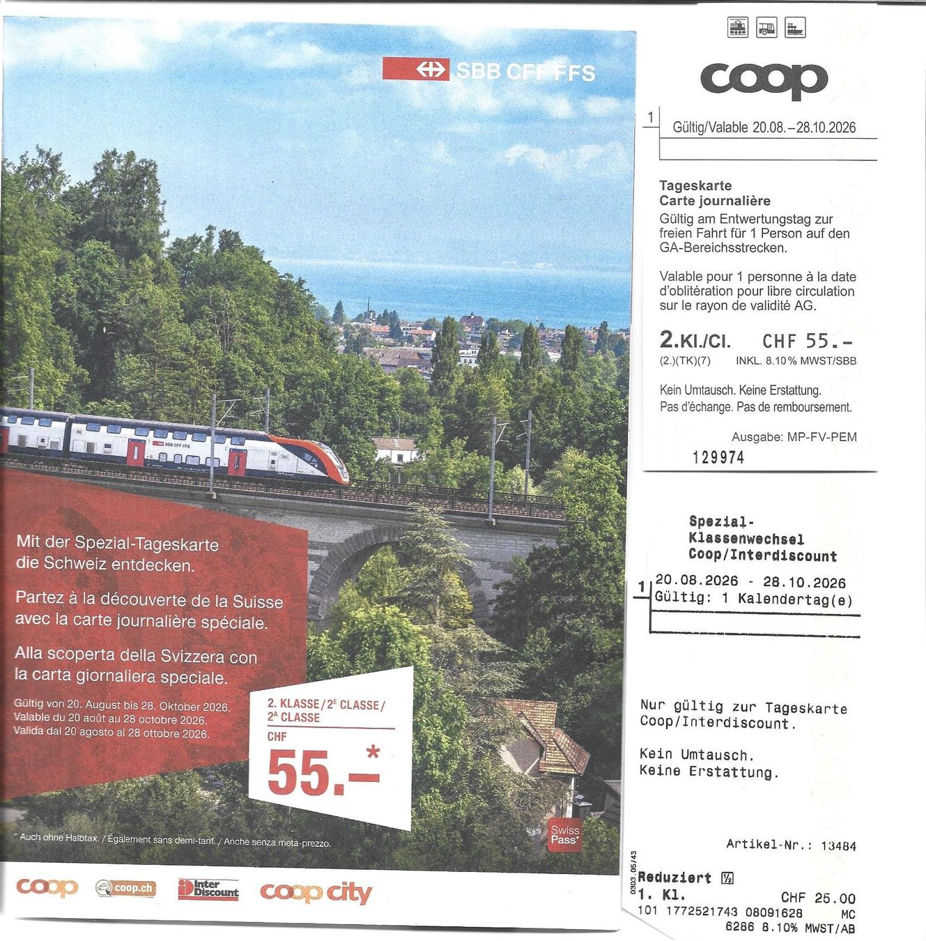 Tickets: Coop Tageskarte – Gebraucht aus Appenzell von mai25