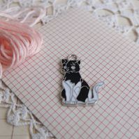 1x Anhanger Metall Katze chat émail charm