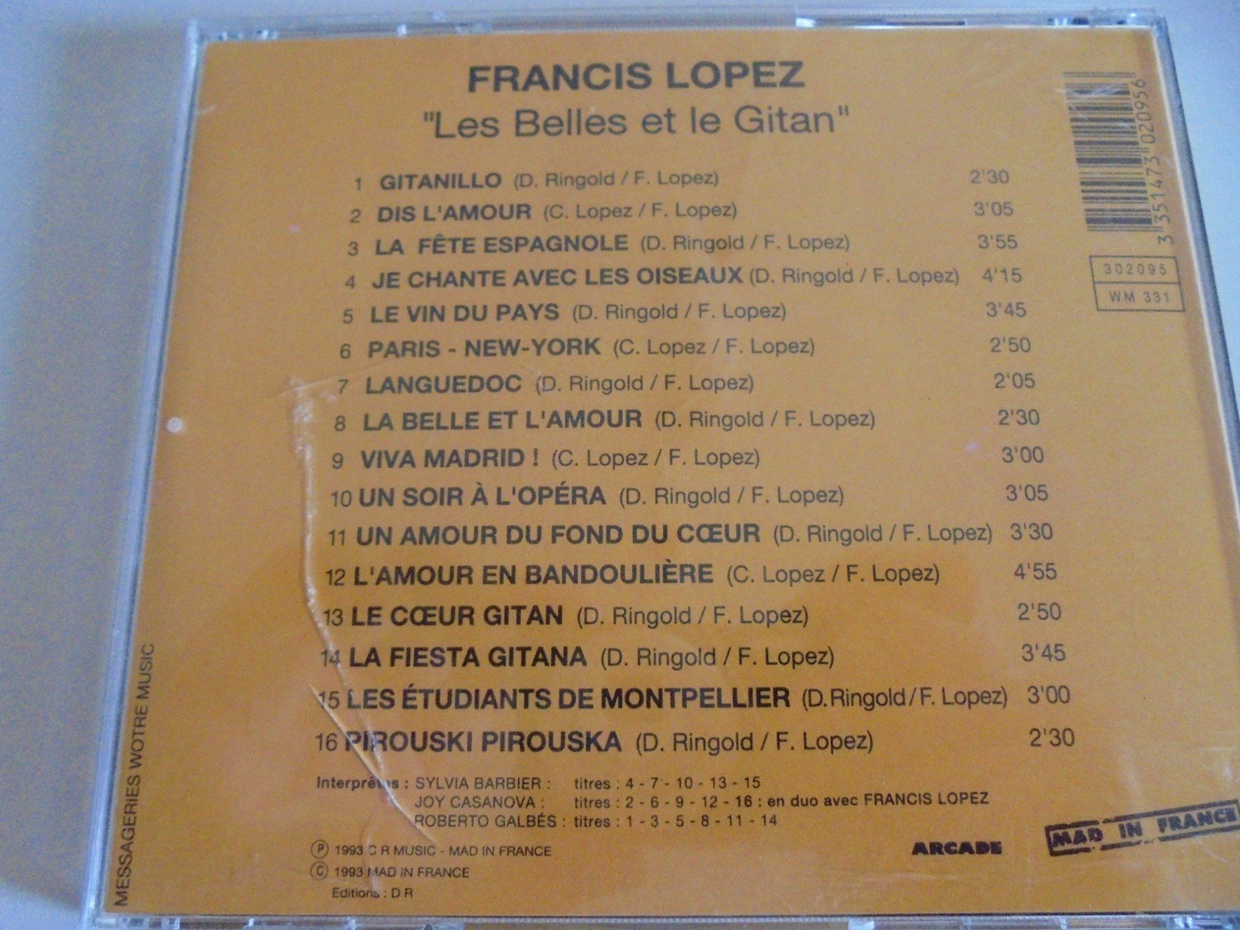 CDs: Francis LOPEZ " Les belles et le gitan " CD  excellent état – D'occasion à Eclépens par Consuelo 2