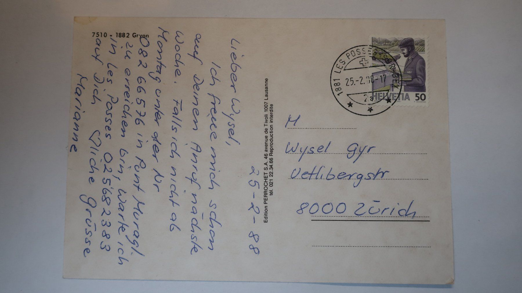 Cartes postales: Gryon 1988 – D'occasion à Cormoret par Pascalll2001 3