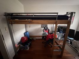 Lit mezzanine en bois massif Hasena- Idéal pour étudient