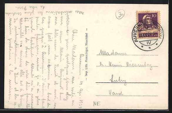 Cartoline postali: Auvernier, Ortspanorama mit Segelboot, v – Usato da Berlin venduto da bartko-reher 1