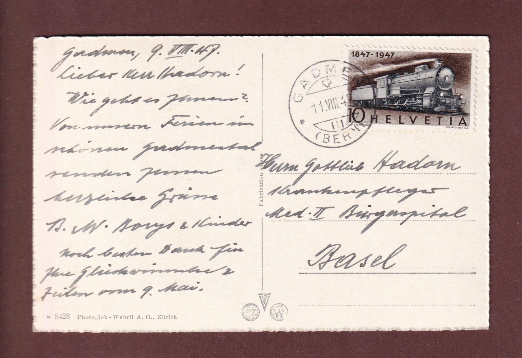 Cartoline postali: STEINALP - Sustenstrasse - 1947 – Usato da Pully venduto da nicecards-shop 1