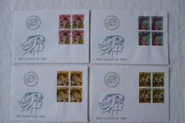 Pro Juventute 1989 4 FDC 4er-Blocks SBK J311 - J314
