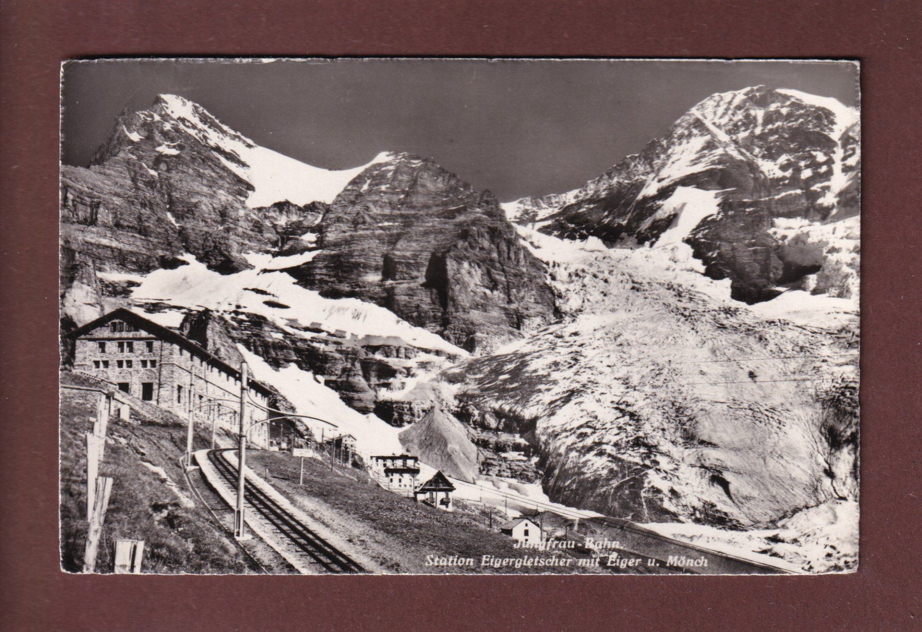 Cartoline postali: Jungfrau-Bahn - STATION EIGERGLETSCHER - 1949 – Usato da Pully venduto da nicecards