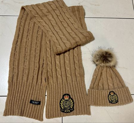 Lauren Ralph Lauren Mütze und Schal Classic Camel Wie Neu
