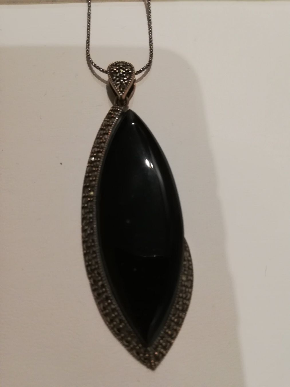 Catenine: HALSKETTE - MARKASIT SILBER 925, ONIX – Nuovo (secondo la descrizione) da Steinhausen venduto da ellako