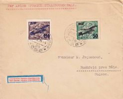 1924: 300 H.-Flugpostbrief PRAG–SCHWEIZ, mit Ankunftsstempel