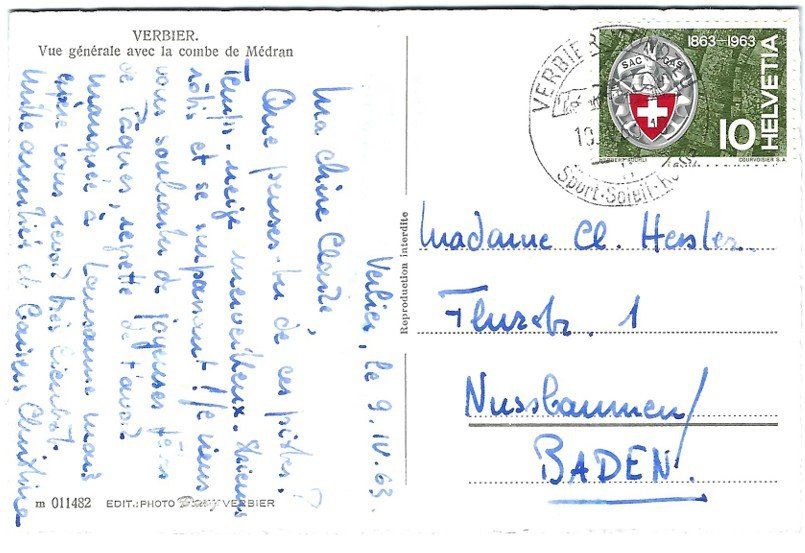Cartoline postali: AK Verbier avec la combe de Médran - 1963! – Usato da Rheinfelden venduto da wil_m7gh 1