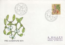 1974 Pro Juventute  4 FDC von den Einzelmarken
