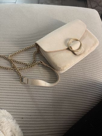 H&M Handtasche, beige mit goldener Kette, neuwertig