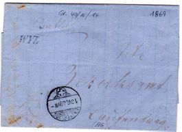 1869 WYL FALTBRIEF MIT INHALT STABSTEMPEL NACH LAUFENBURG G9