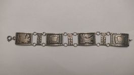 Azteken Armband aus Silber, Vintage/Antik, 19cm, über 38 gm