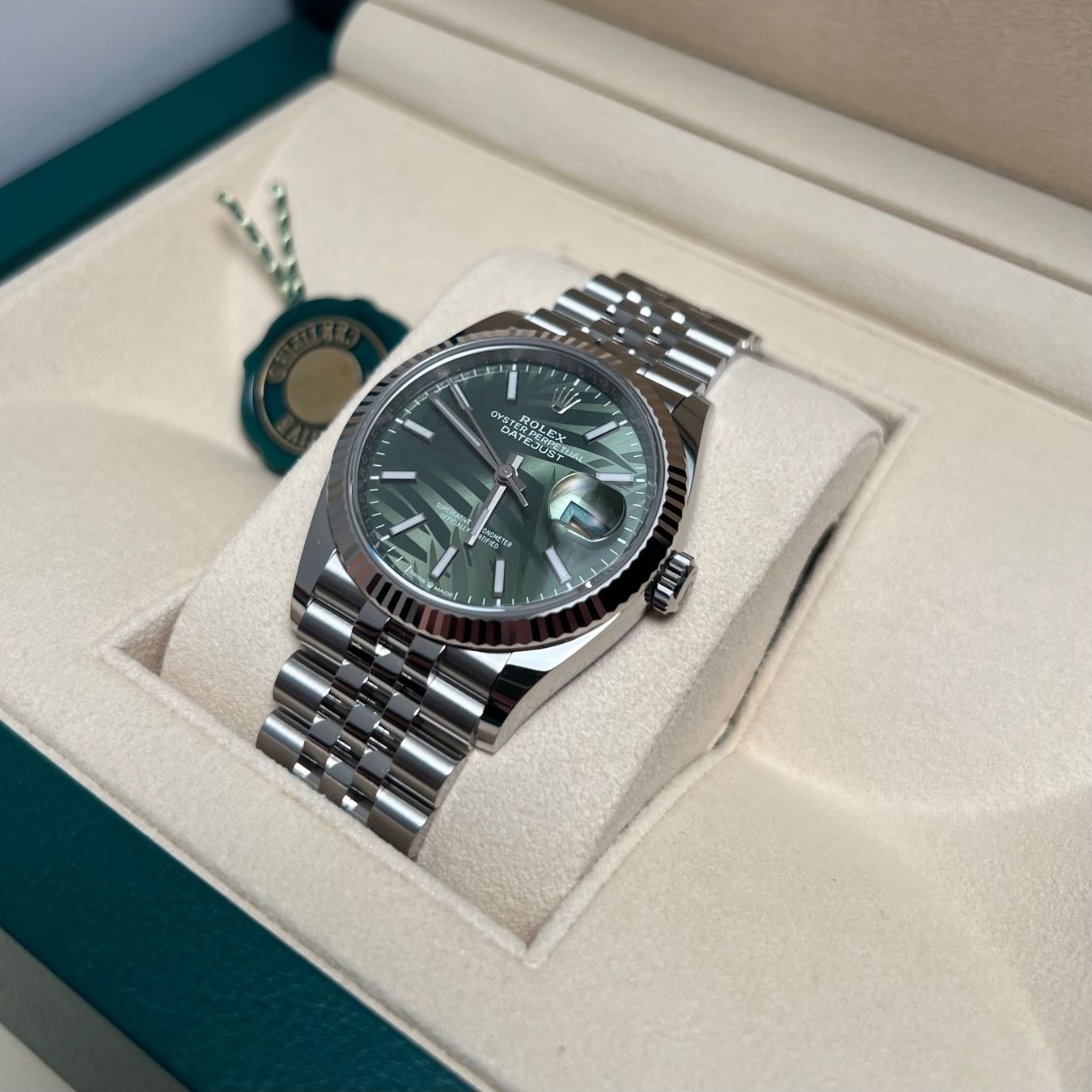 Rolex Orologi: Rolex Datejust 36 "Palm" Full Set, Jubilee – Nuovo e nell'imballaggio originale da Grand-Lancy venduto da Zephyr.26 1