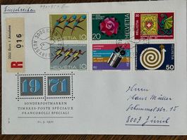 🌟 FDC Werbemarken 1971 EINSCHREIBEN: R-016 Satz Nr. 490-495