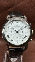 Armbanduhr Chronograph Weiss Lederband 