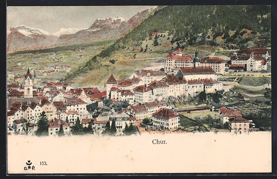 Cartoline postali: AK Chur, Totalansicht mit Bergblick – Usato da Berlin venduto da bartko-reher