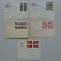 1938-1948, 5 Briefe mit 4er-Blöcken, Flugpost, gut erhalten