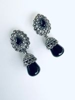 Neue Silber Ohrringe mit Onyx und Markasiten