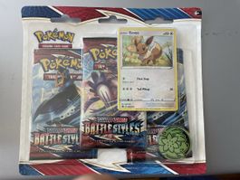 Pokémon Battle Styles 3 Pack Blister mit Evoli Karte & Coin