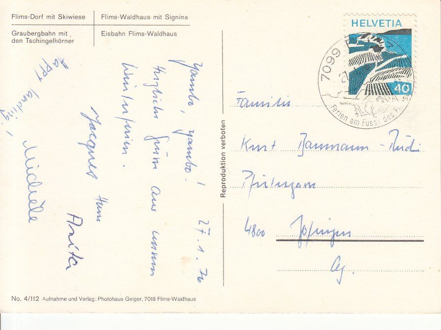 Ansichtskarten: Flims 1976 – Gebraucht aus Bürglen TG von StampGraf 1