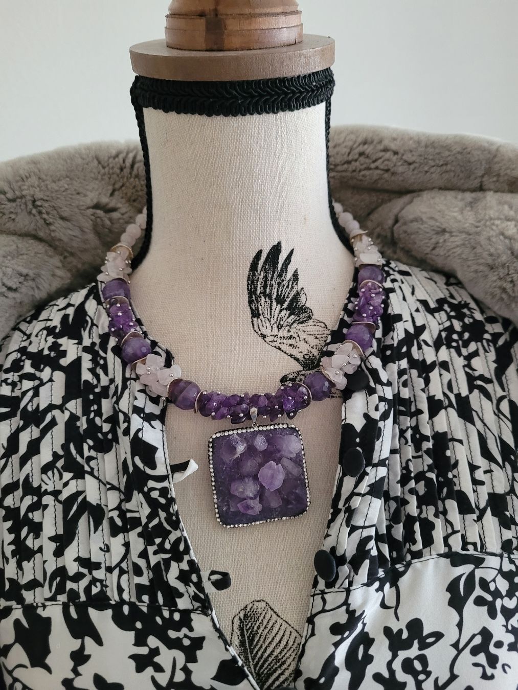 Ketten: Amethyst & Rosenquarz Collier Statement Kette Unikat – Neu und originalverpackt aus Schaffhausen von marusja 6