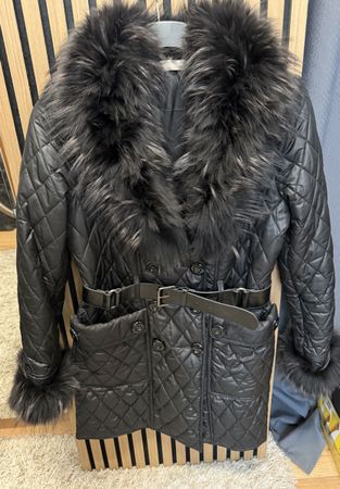 Damen Wintermantel Stepoptik - Hallhuber Gr. 40 - Schwarz