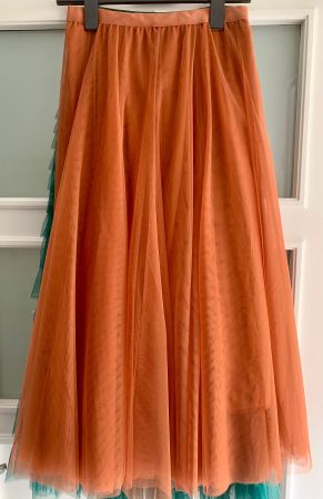 ChicWish Midi Maxi Tüll Rock kupfer-braun Gr. 36 S M, Gummi