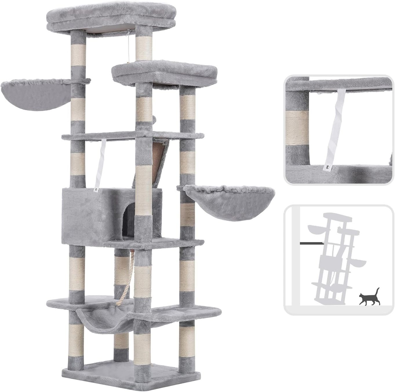 Katzenbaum - Kratzbaum: Kratzbaum Kletterbaum Katzenbaum 173cm Katzenhaus hellgrau – Neu und originalverpackt aus Zürich von MueDes 3