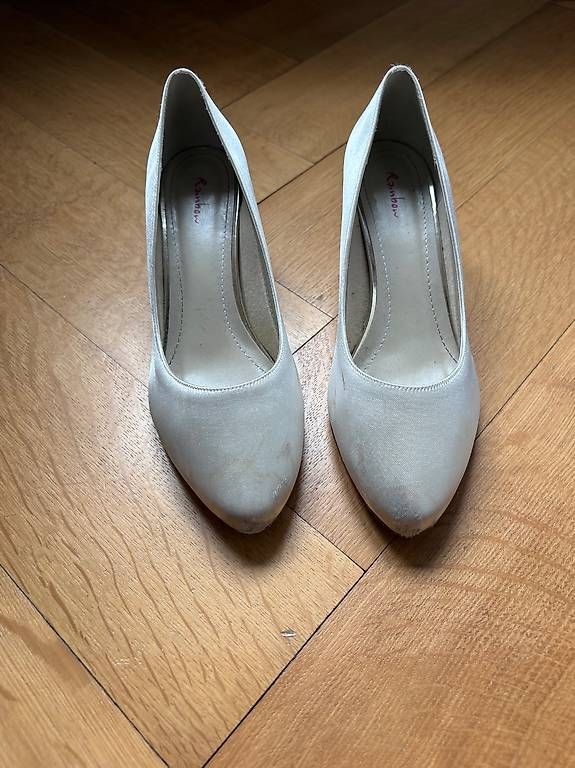 Scarpe da donna: Bequeme High-heels weiss seidig-glänzend – Usato da Bern venduto da fre_8t2x 2