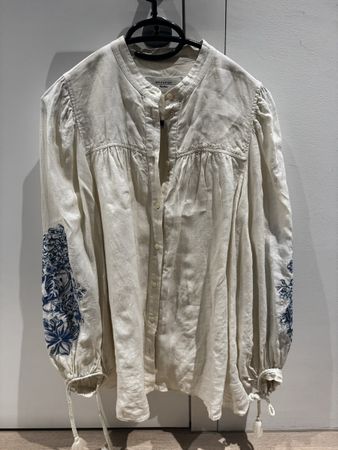 Weekend Max Mara Leinenbluse, hell beige mit Stickerei