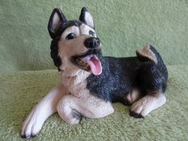 Tier-Figur HUND. Schwarz-weiss. Evtl. HUSKY, 18x10x8cm