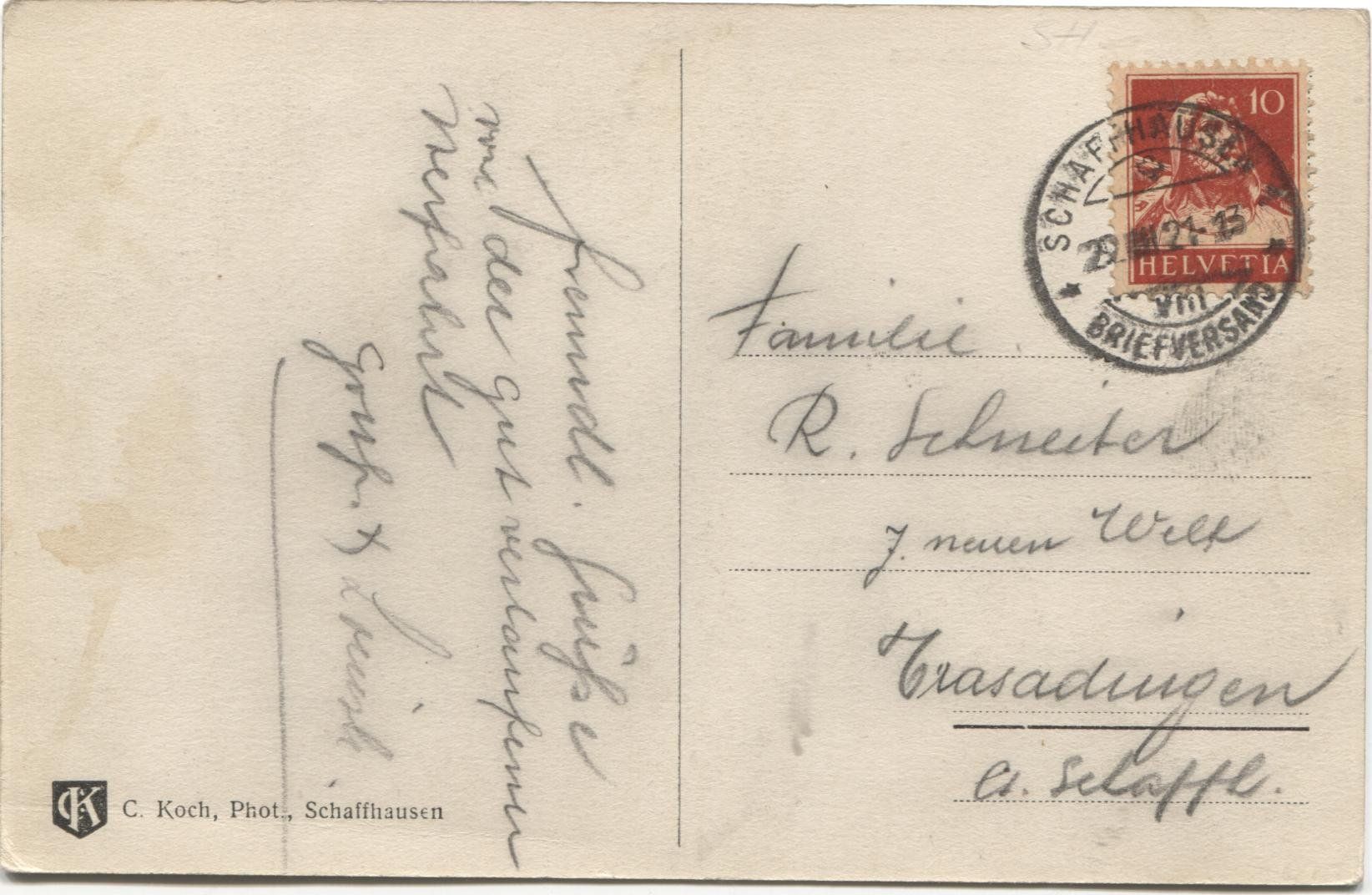 Cartoline postali: BEGGINGEN SH 1921 – Usato da Rothrist venduto da Clanx 1