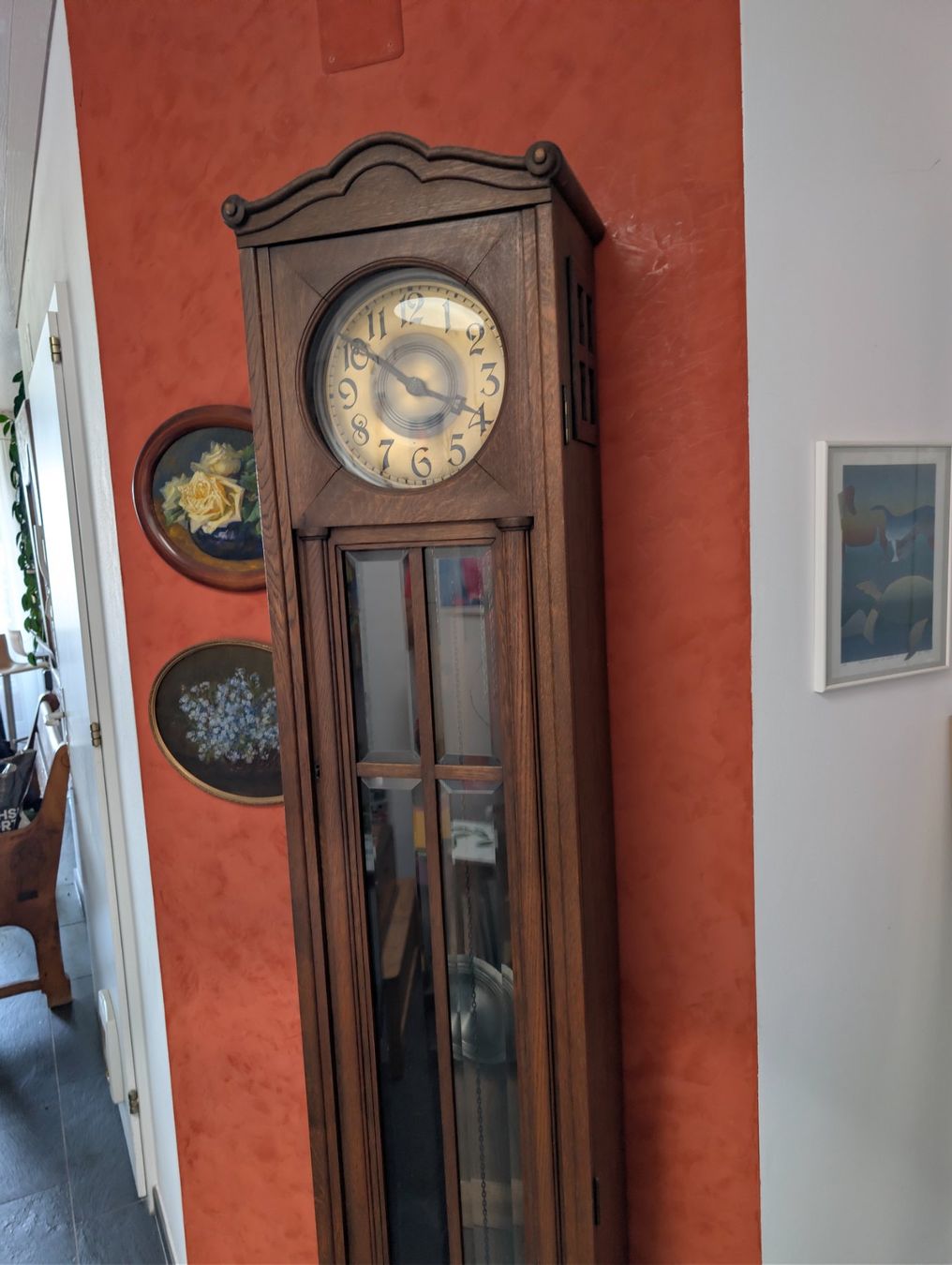 Orologi da terra & Orologi da parete: Standuhr Holz mit Pendel und Gewichten – Usato da Wetzikon ZH venduto da Wiesenmeier 1