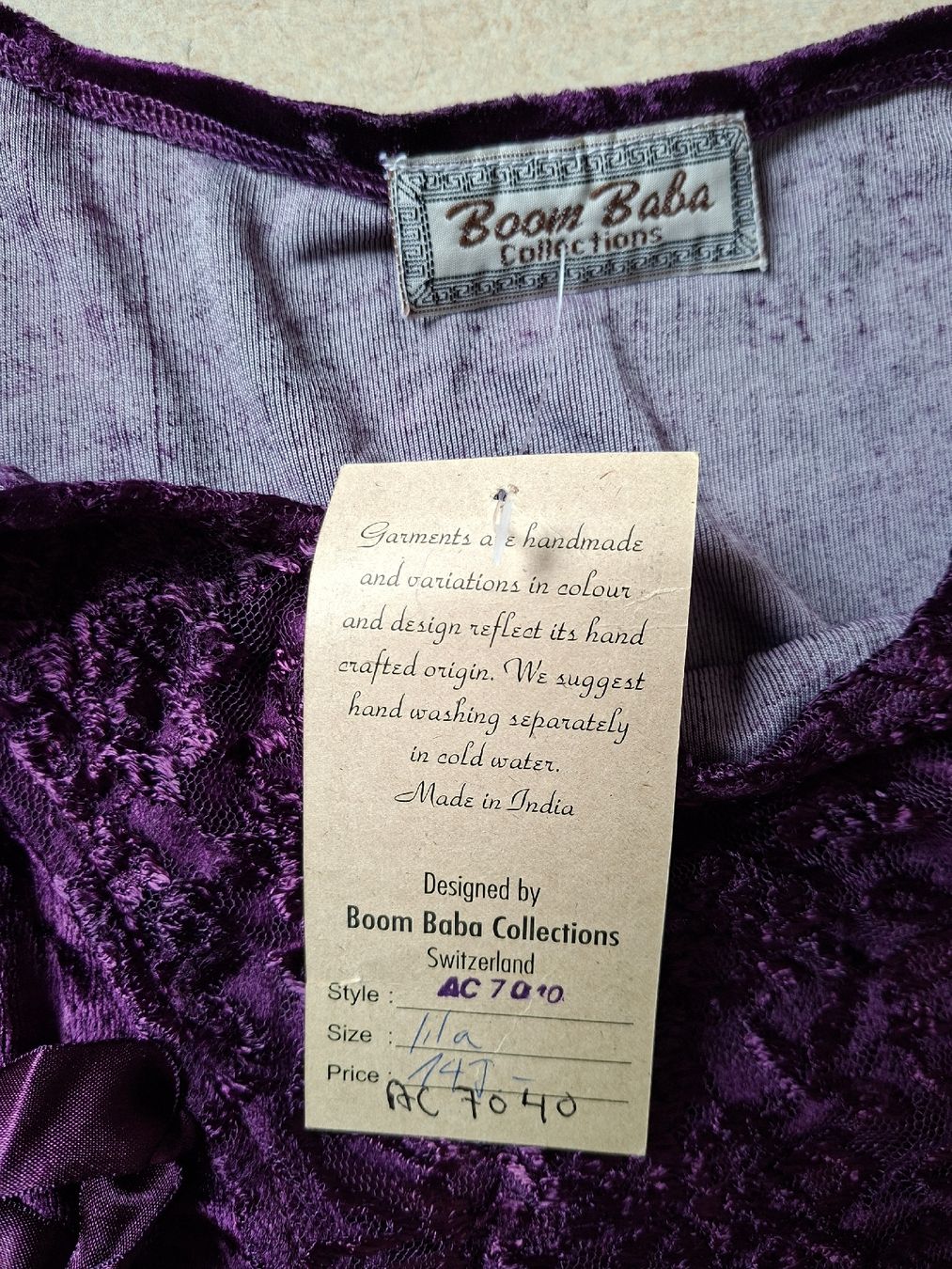Kleider: Wunderschönes Samtkleid Lila, Gr. 1 Size Neu, Boom Baba – Neu (gemäss Beschreibung) aus Klingnau von vollmond36 8