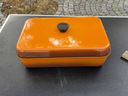 Emaille Bräter orange emailliert mit Deckel