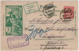 UPU Postkarte als nicht angenommene NN von BASEL nach ZÜRICH