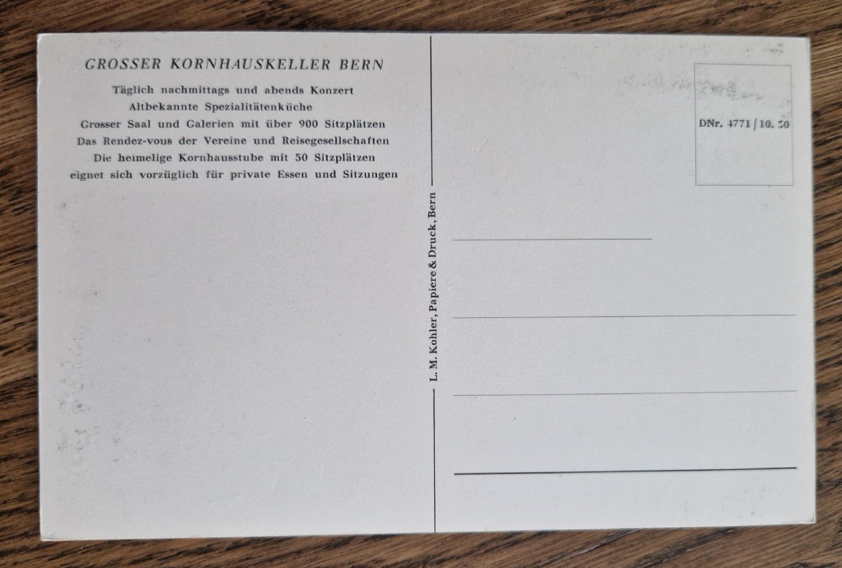 Cartoline postali: Gemütliche Ecke im Kornhauskeller, Bern – Usato da Ebikon venduto da Donar50 1