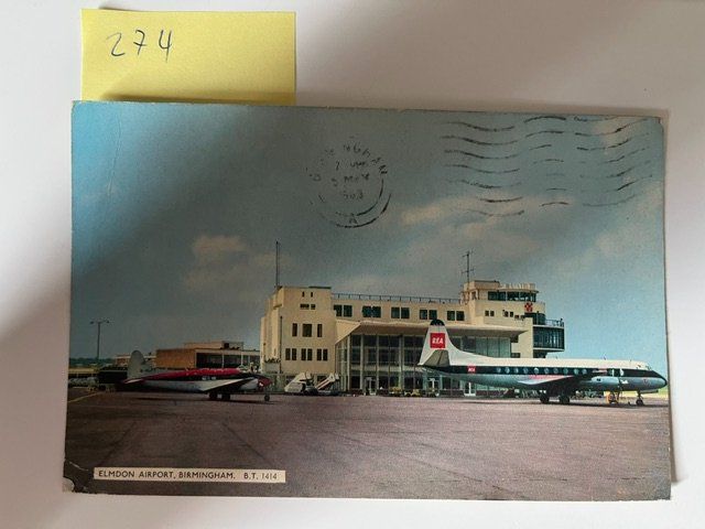 Cartoline postali: Ansichtskarte Elmdon Airport Birmingham, 1963 – Usato da Niederwil AG venduto da dahu75
