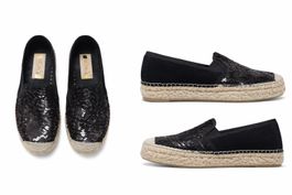 Damen Espadrilles schwarz mit Pailletten – Gr. 37