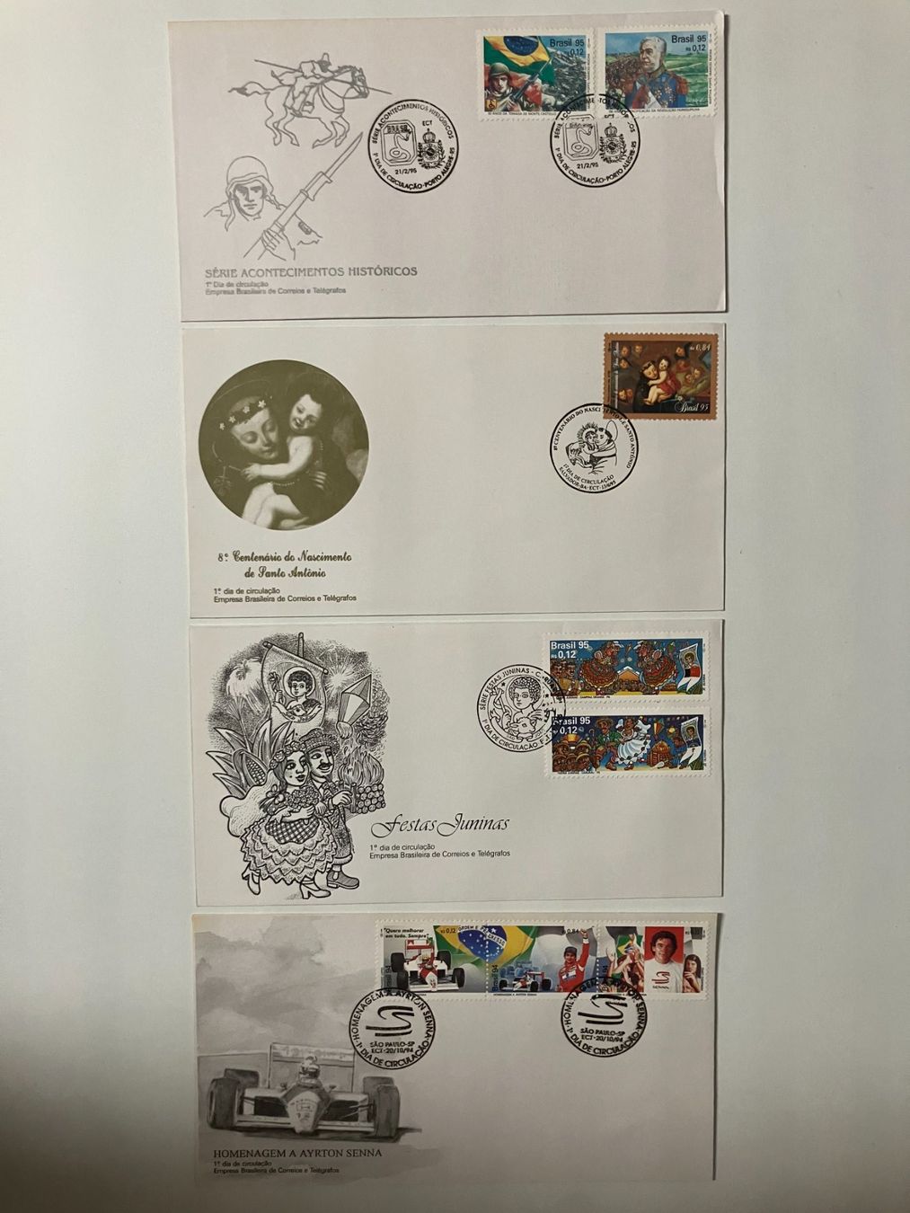 Alle Briefmarken: Brasilien 1994/96, 19 vers. FDC's – Gebraucht aus Würenlos von Eulenpostuhu 3