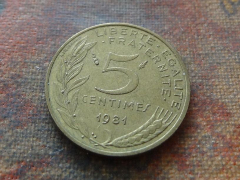 Alle Münzen: FRANCE  5 Centimes  1981 – Gebraucht aus Romanel-sur-Lausanne von Swift13
