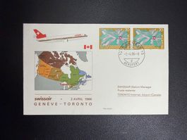 Swissair Erstflugbrief Genf-Toronto 1986
