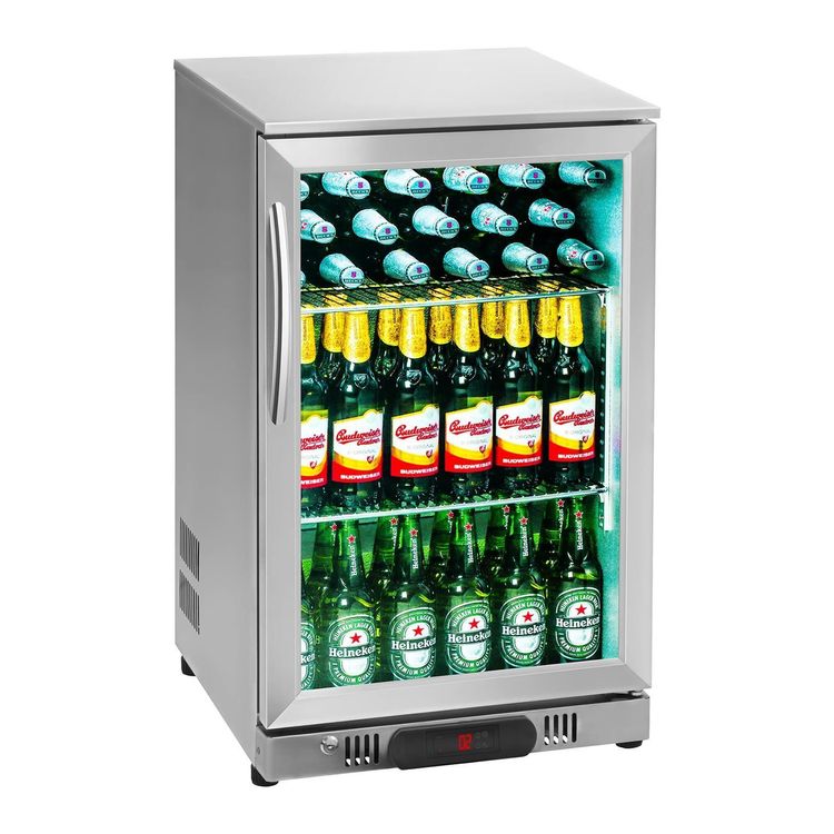 Mini Kühlschrank Glastür 108L Edelstahl