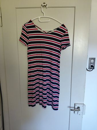 Kleid Streifen Rot Weiss Blau Kurzarm Grösse M/L