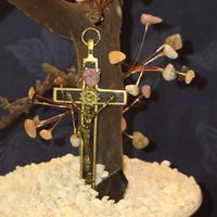 Sakrahl  Kreuz auf Baum in Glas, Glücksbringer 🍀, Deko